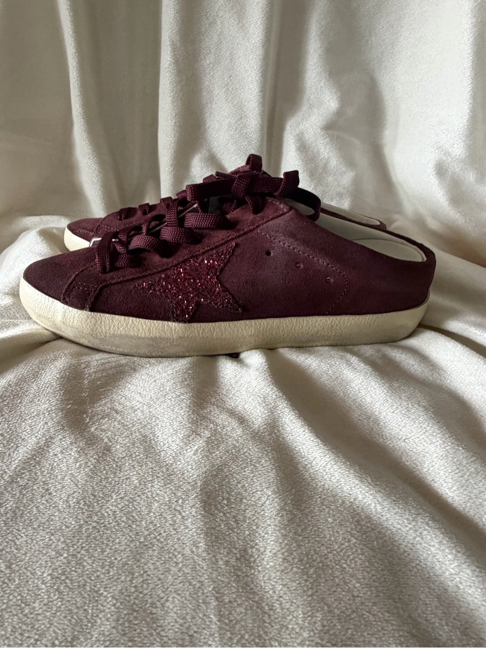 Golden Goose Burgundy Suede Platform Sneakers